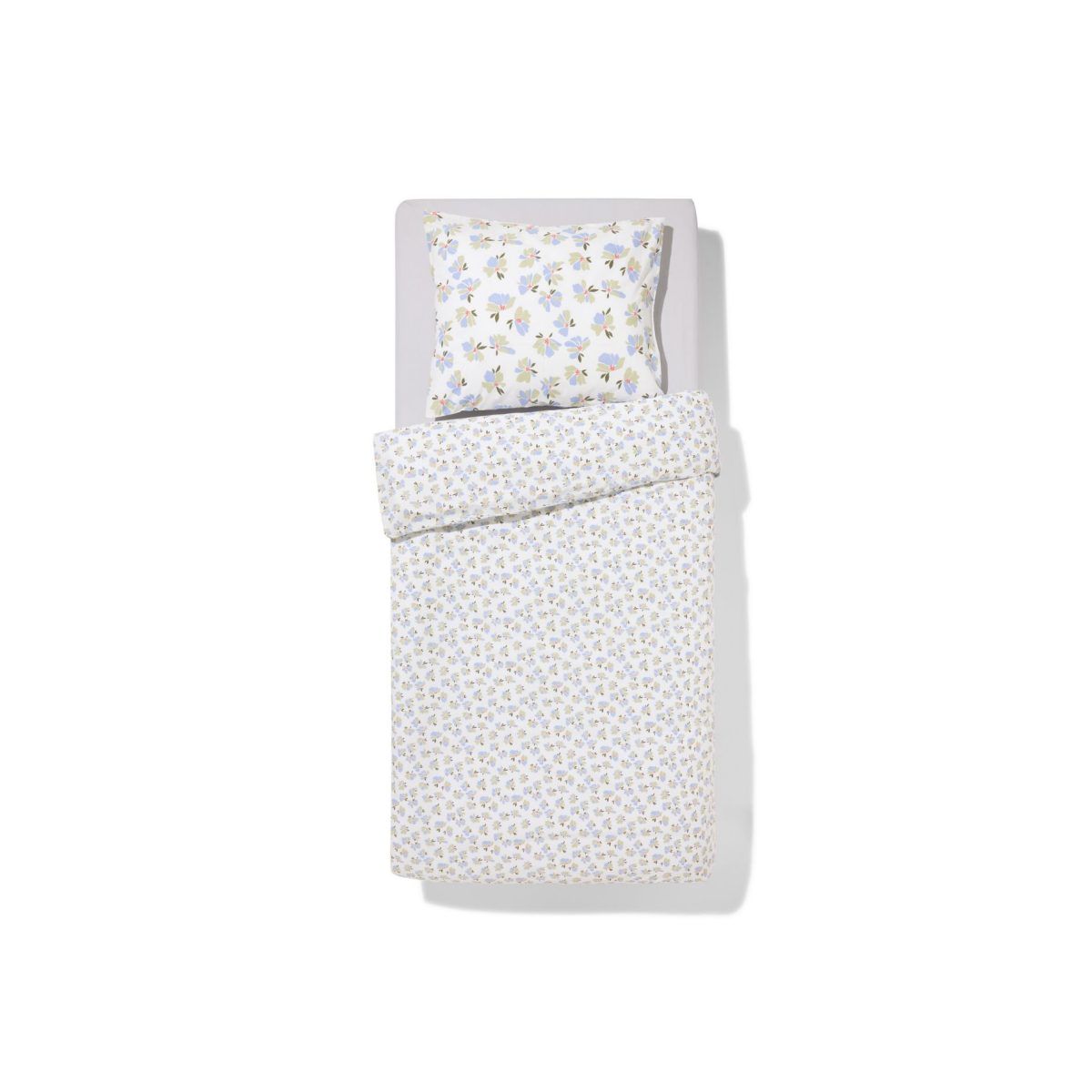 HEMA HEMA Dekbedovertrek 140x200/220cm Zacht Katoen Bloemen (groen)