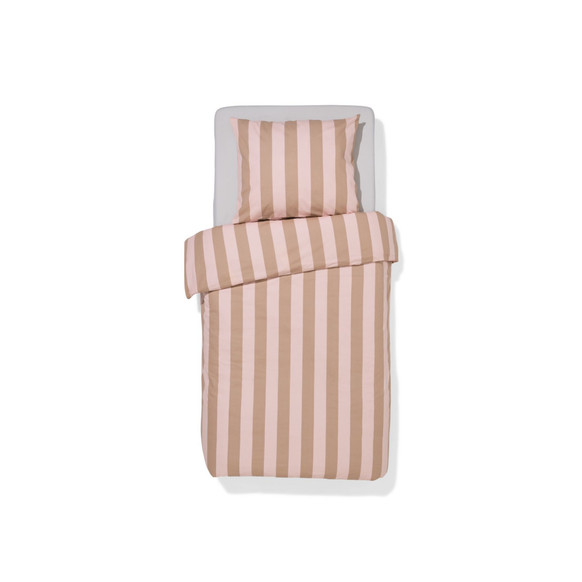 HEMA HEMA Dekbedovertrek 140x200/220cm Zacht Katoen Strepen Roze (lichtroze)
