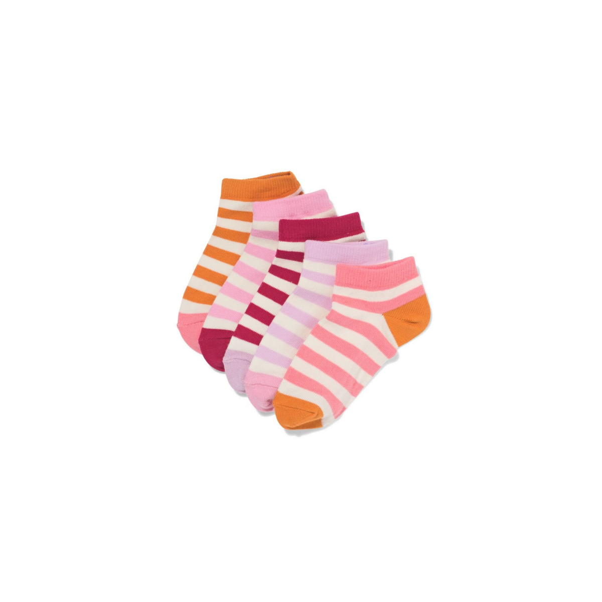 HEMA Kinder enkelsokken strepen - 5 paar roze (roze)