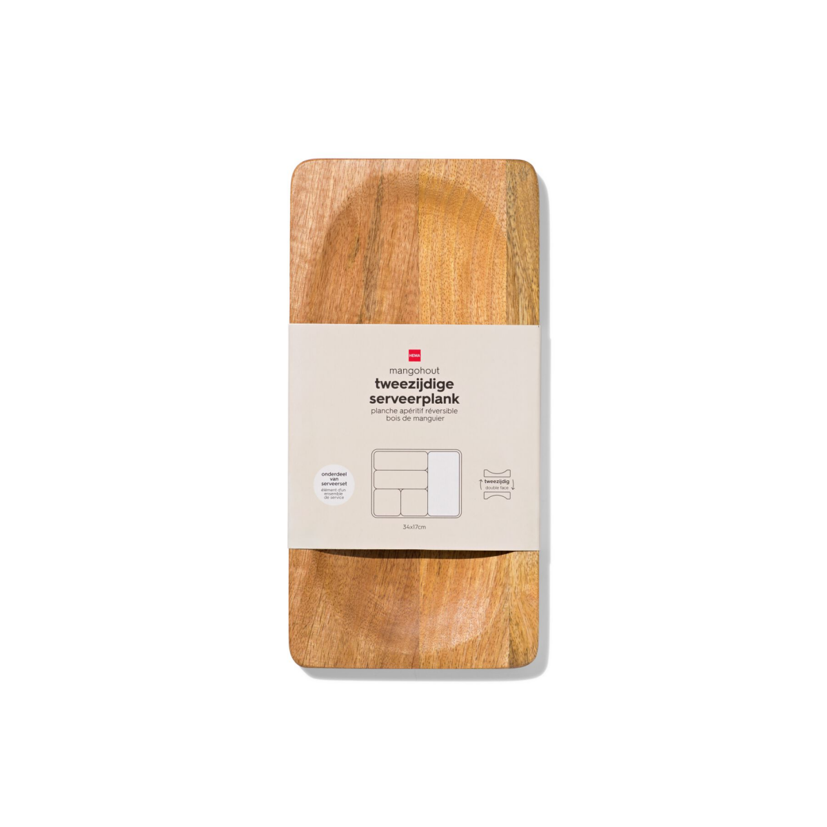 HEMA HEMA Tweezijdige Serveerplank 34x17cm Mangohout (hout)