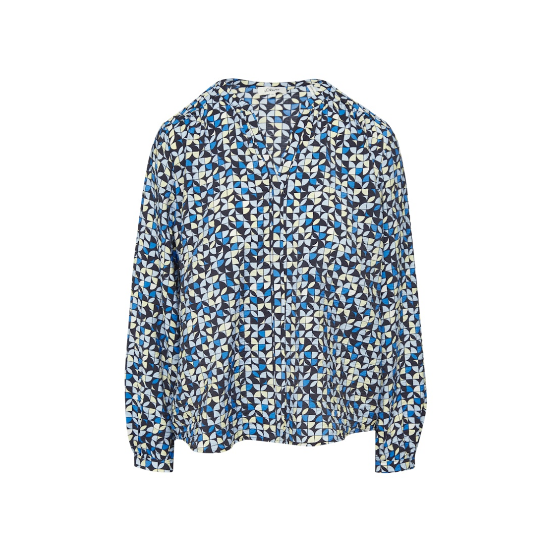 s.Oliver - Damen Langarmbluse - Blau - Größe: 42 - bei Tara-M