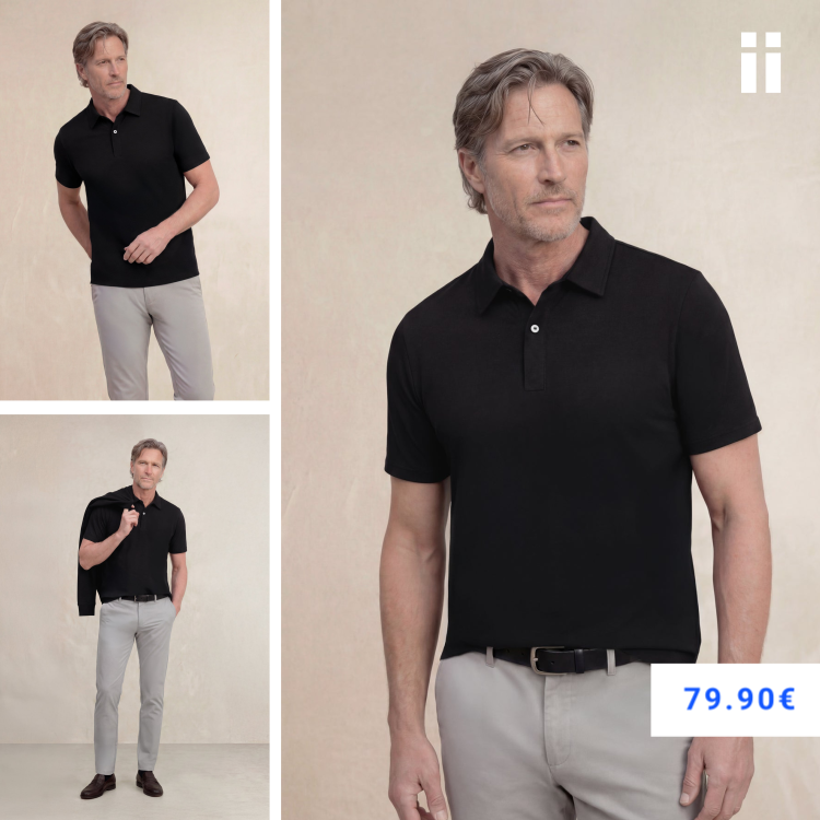 Polo manga corta hombre negro