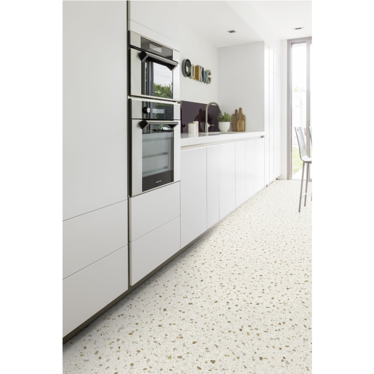 Rouleau 4m de sol PVC effet terrazzo pose sans colle bari clear Gerflor - 3000 cm x 400 cm x 0.2 cm