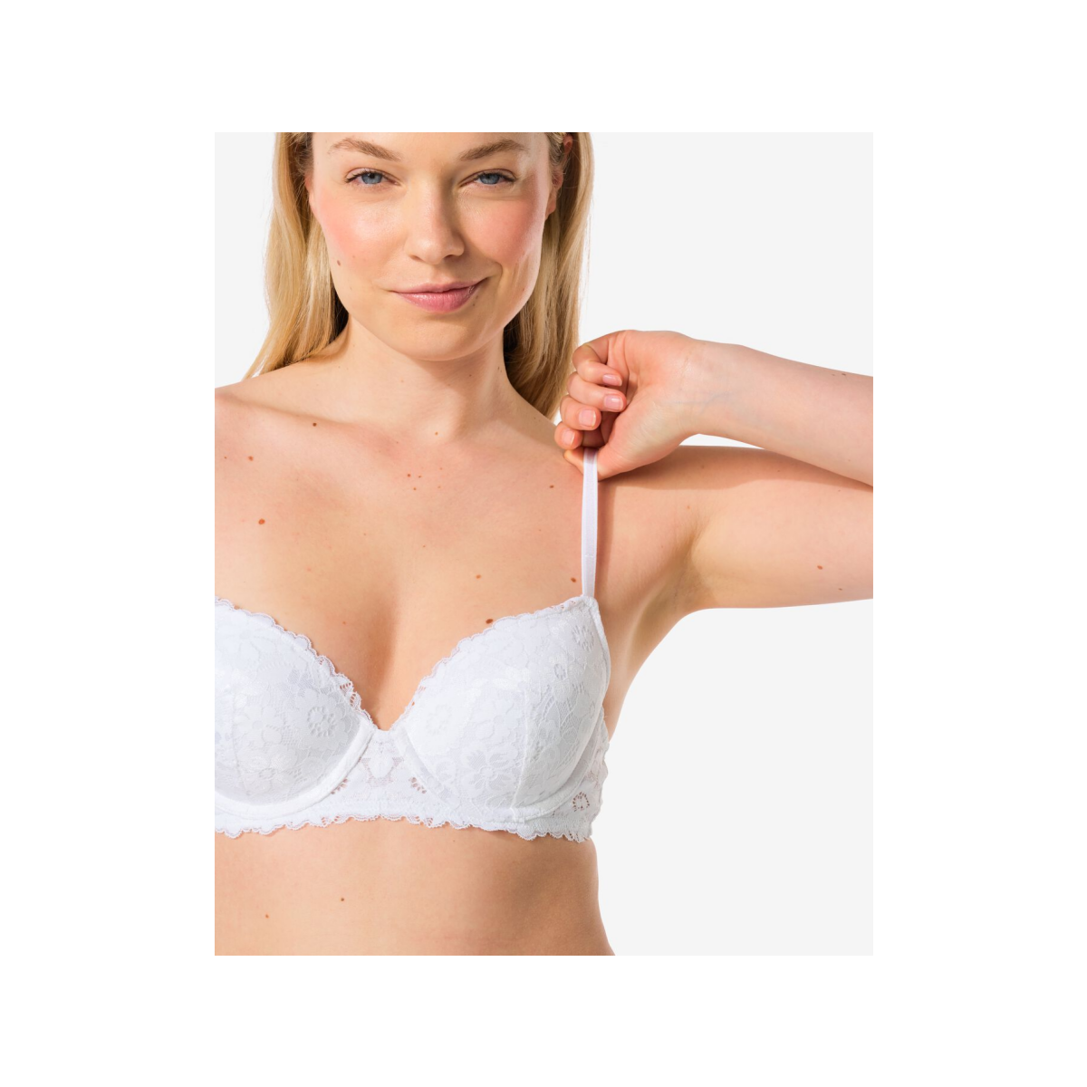 HEMA Voorgevormde kanten bh met beugel wit (wit)