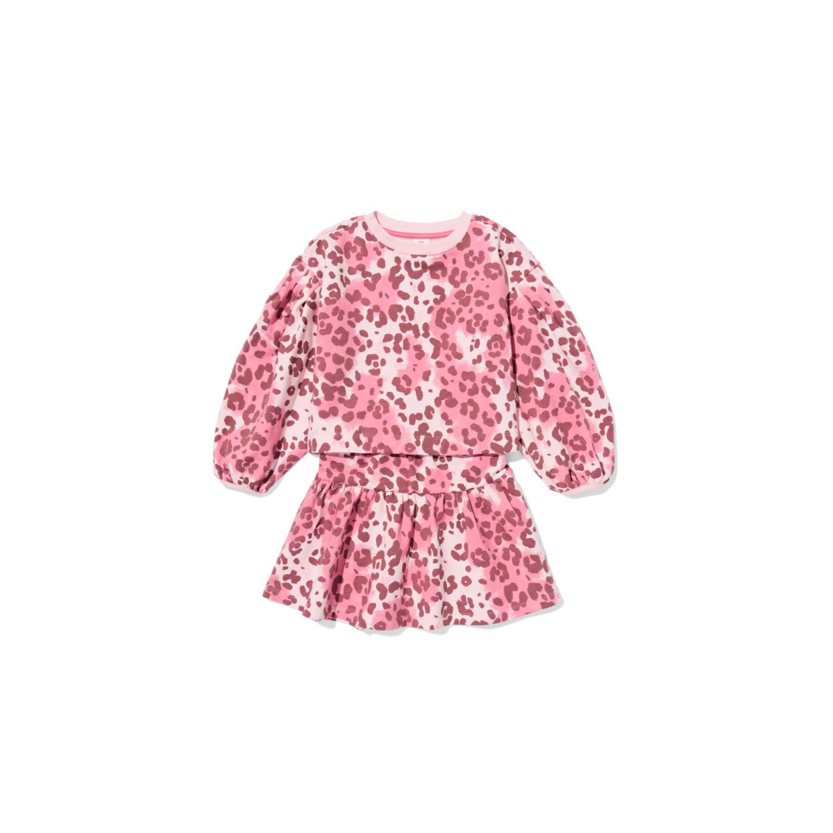 HEMA Kinderkledingset comfy fit sweatstof dierenprint roze (roze)