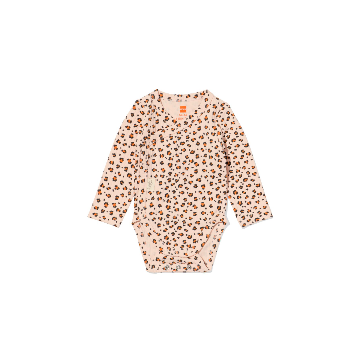 HEMA Newborn meegroei overslagromper rib dieren zalmroze