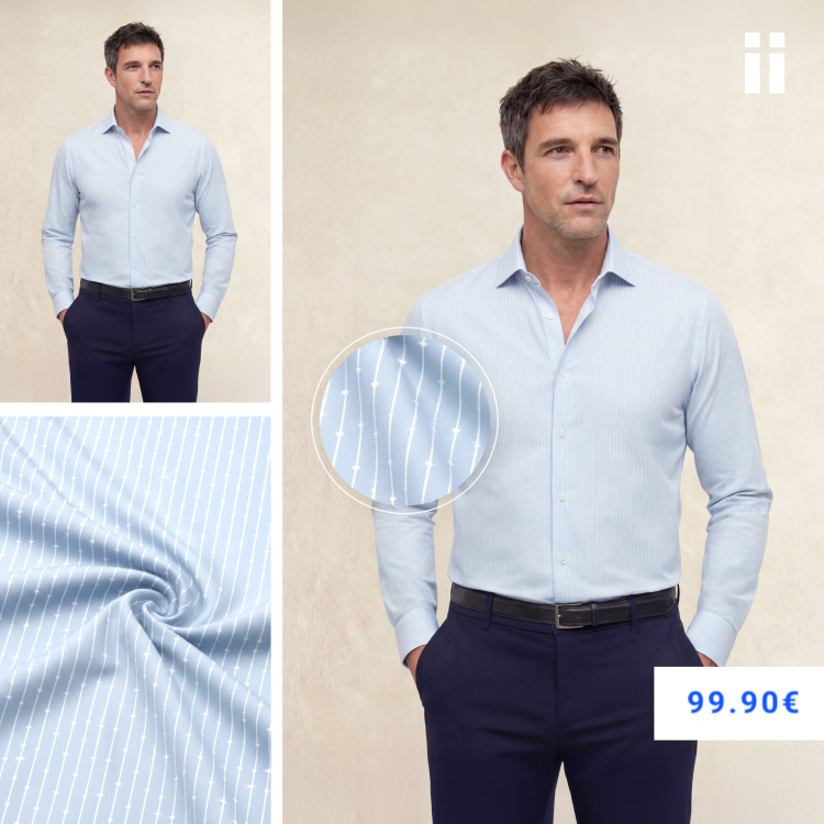 Camisa de vestir hombre estampado flecha celeste regular