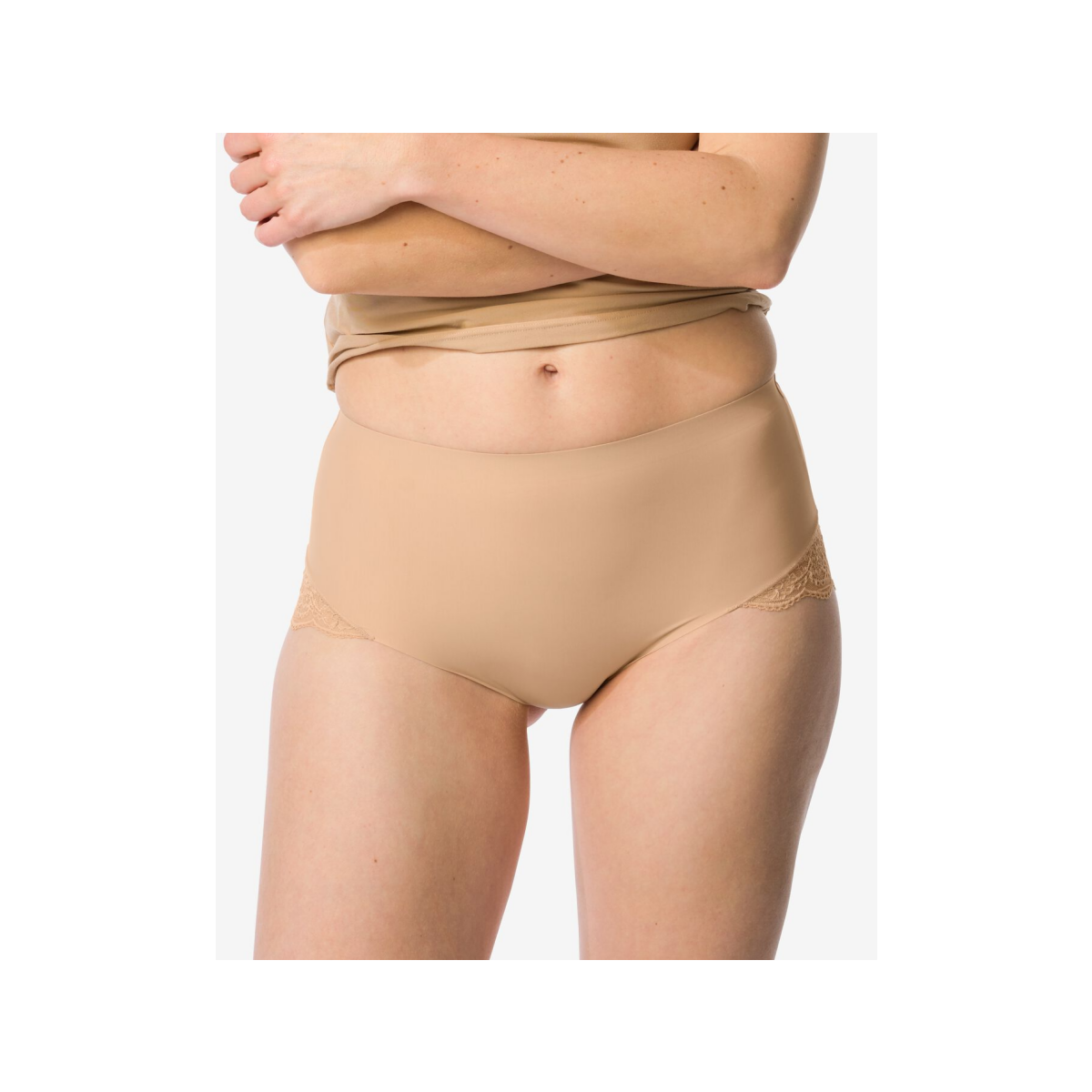 HEMA HEMA Medium Corrigerende Slip Hoge Taille Met Kant Beige (beige)