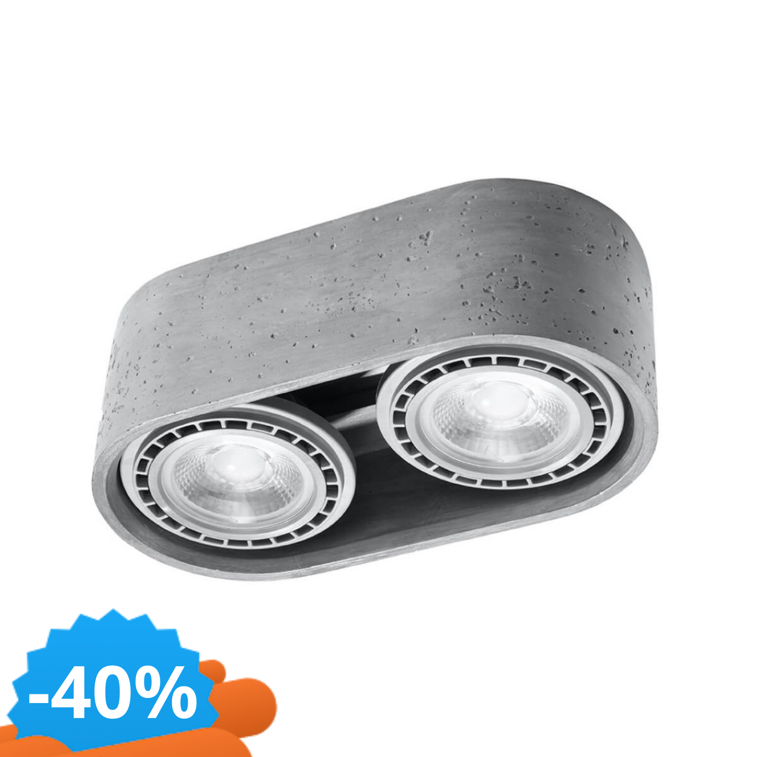 Lampada Da Soffitto Basic 2 In Cemento 2 Basi AR111 - Grigia-image