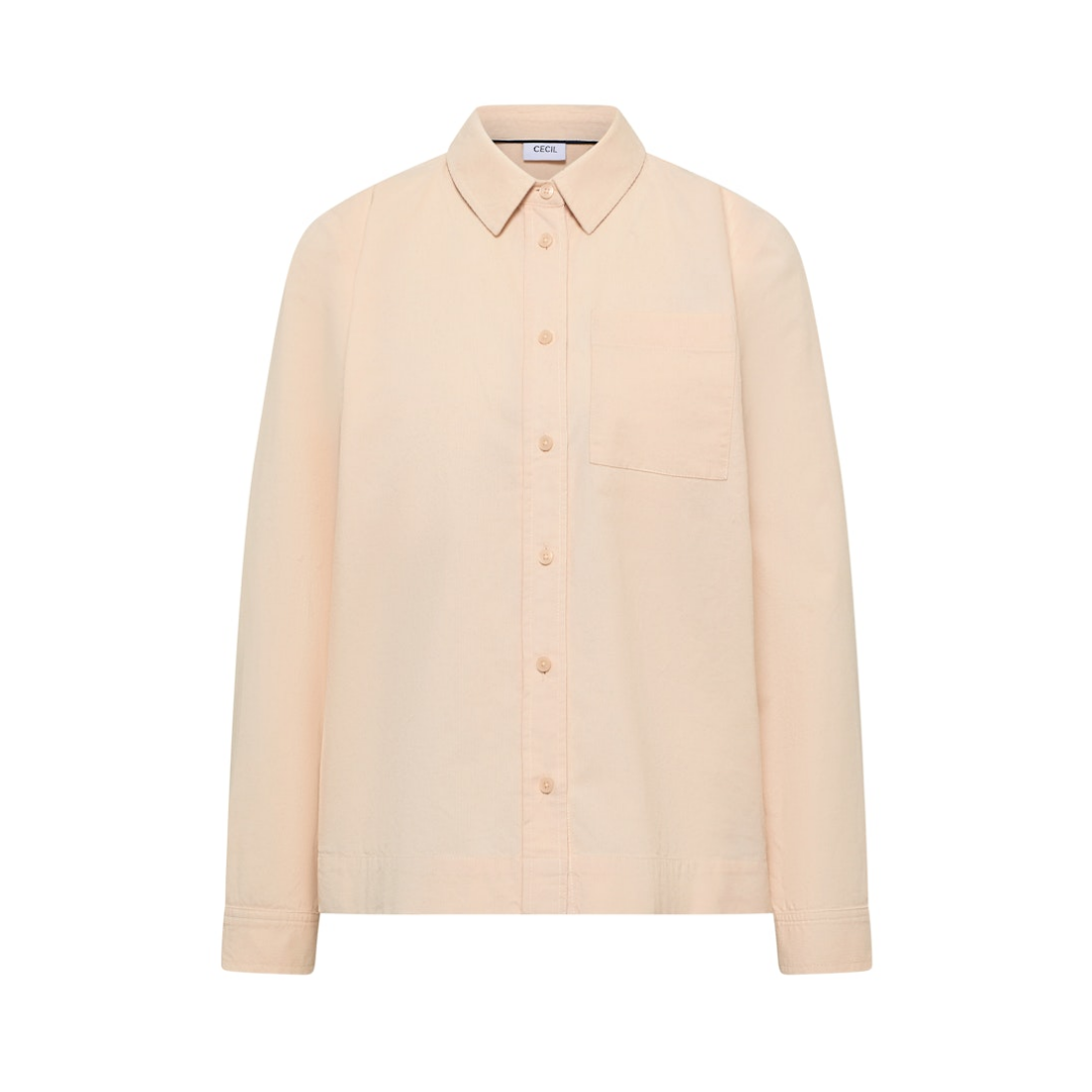 cecil Hemdbluse Cordknopfleiste Baumwolle Beige