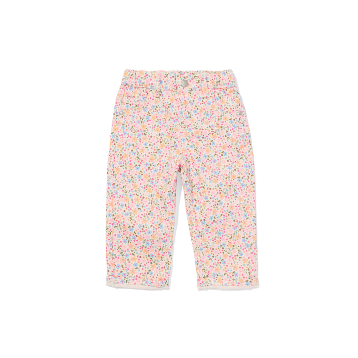 HEMA HEMA Babybroek Loose Fit Bloemen Ecru (ecru)