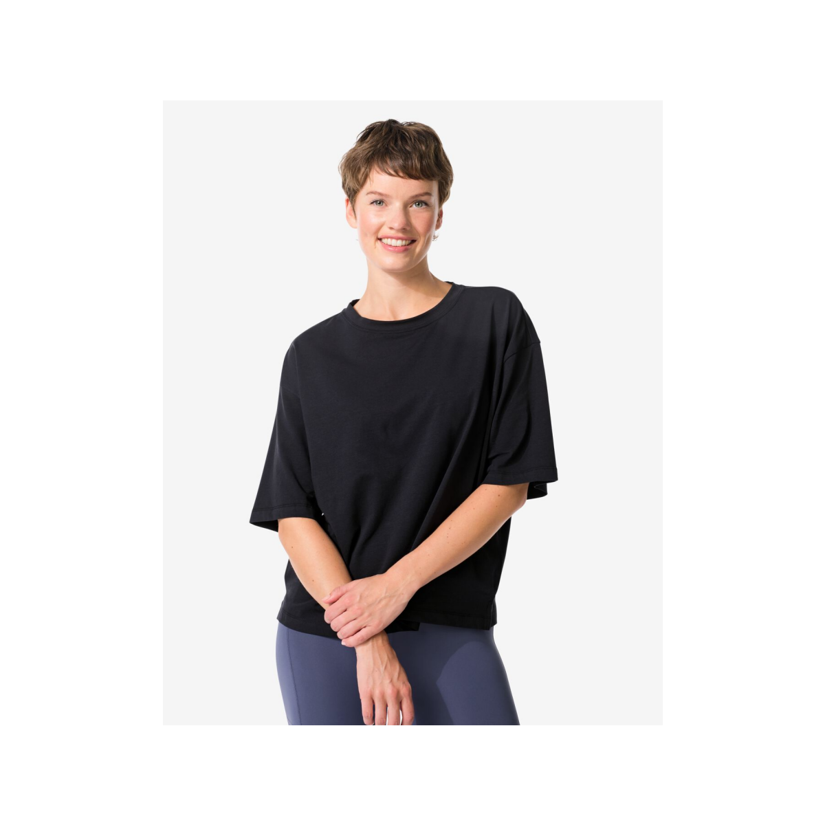 HEMA Dames T-shirt boxy fit zwart (zwart)