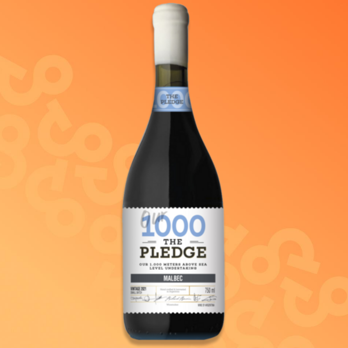 Bottiglia The Pledge Il nostro 1000 Malbec vino rosso 75 cl
