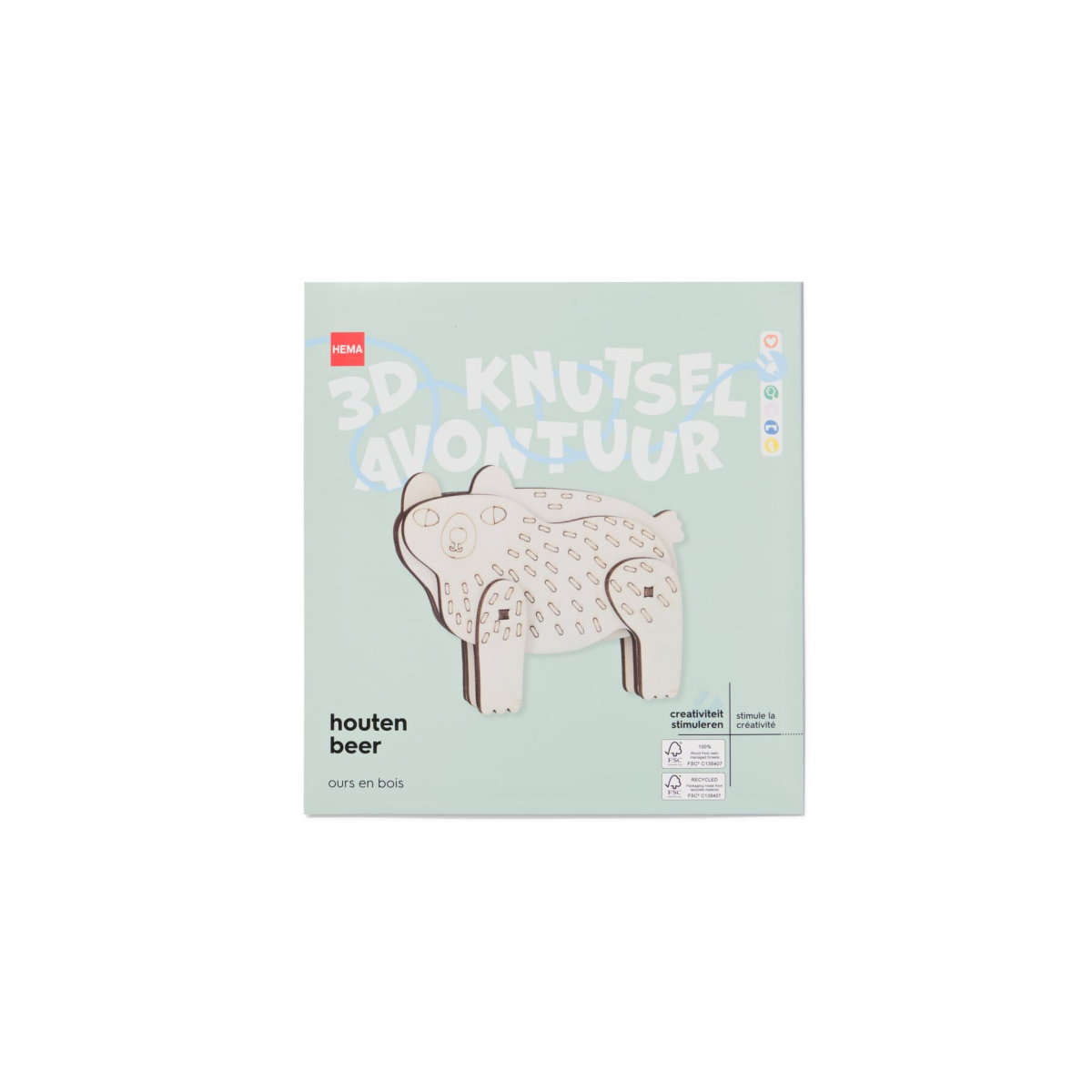 HEMA Bouwplaat houten beer