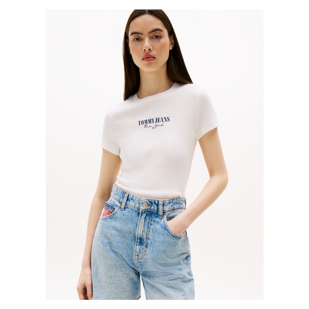 Tommy Jeans - Damen T-Shirt - Weiß - Größe: M - bei Tara-M