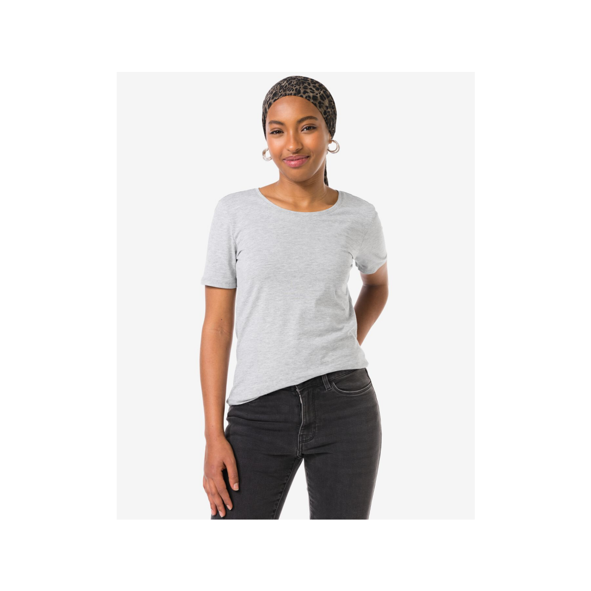 HEMA Dames T-shirt o-hals lichtgrijs (lichtgrijs)