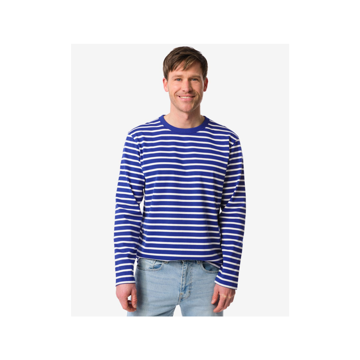 HEMA HEMA Heren T-shirt Loek Jersey Strepen Felblauw (felblauw)