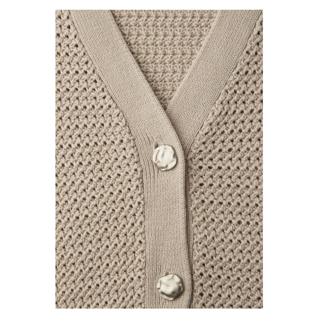 Street One Summer Cardigan V-Neck Short Sleeve Clay Sand