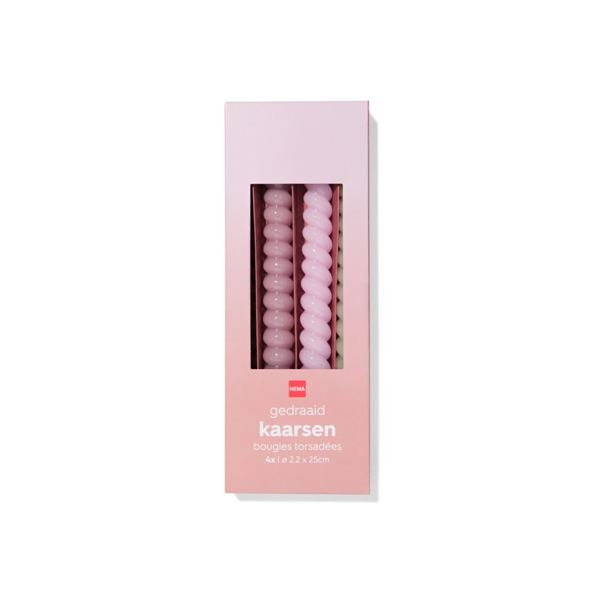 HEMA HEMA Huishoudkaarsen ⌀2.2x25cm Draai Roze - 4 Stuks (roze)