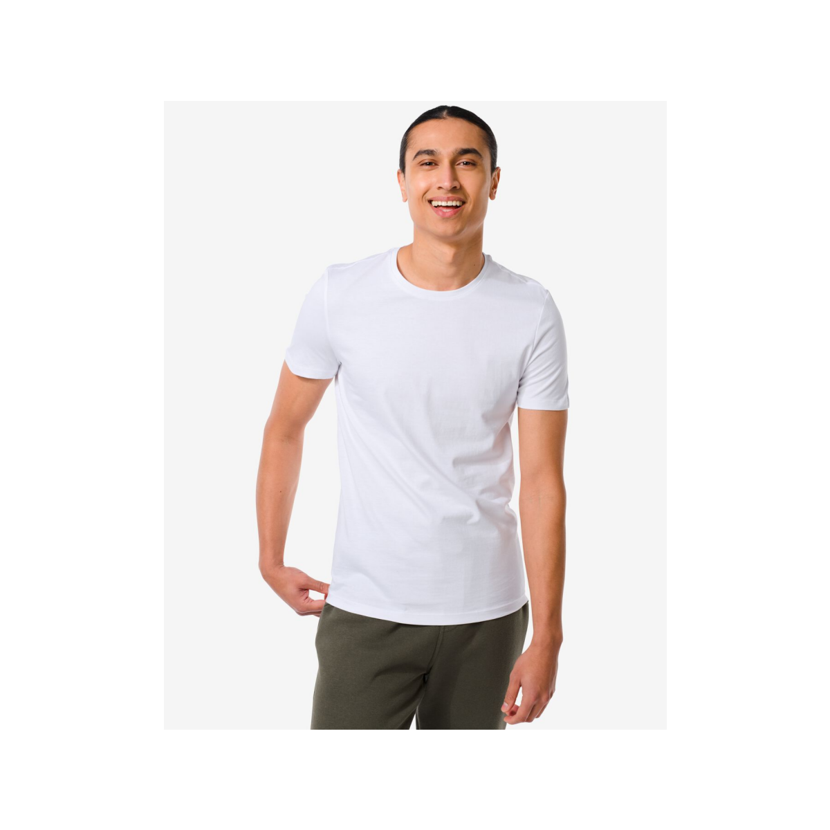 HEMA Heren t-shirt regular fit o-hals - 2 stuks wit (wit)
