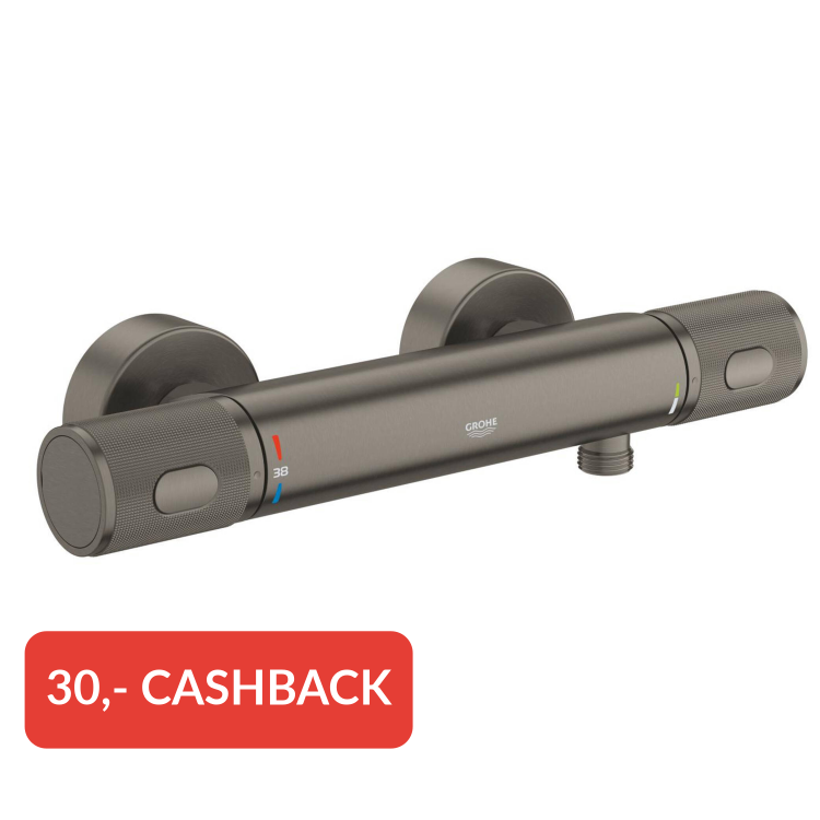 Grohe QuickFix Precision Feel douche thermostaatkraan met gravering 15cm hard graphite geborsteld