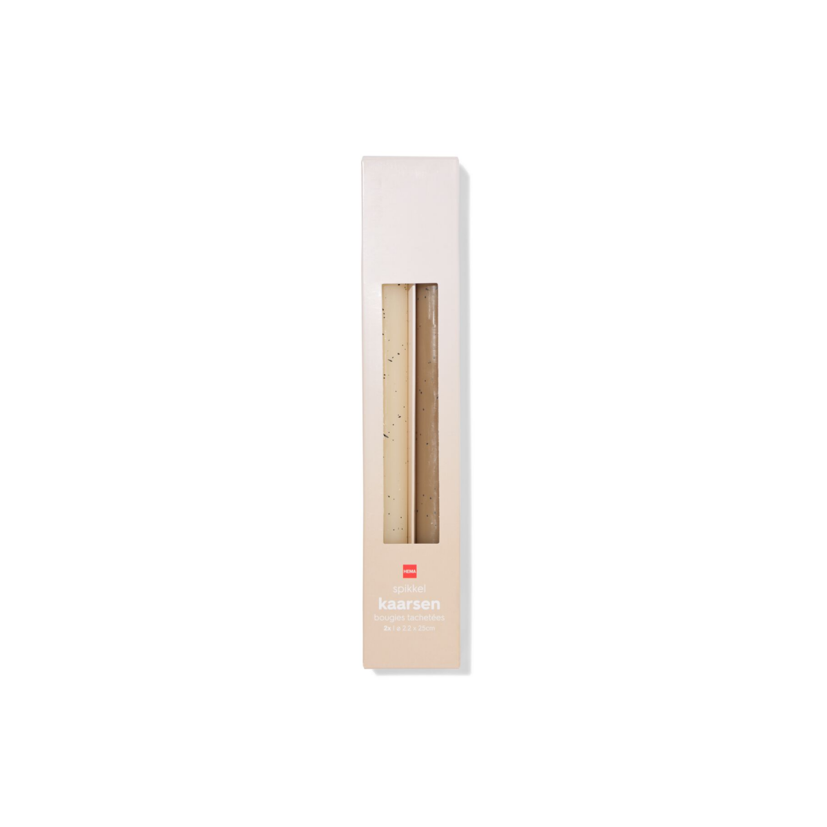 HEMA Dinerkaarsen ⌀2.2x25cm spikkel naturel - 2 stuks (naturel)