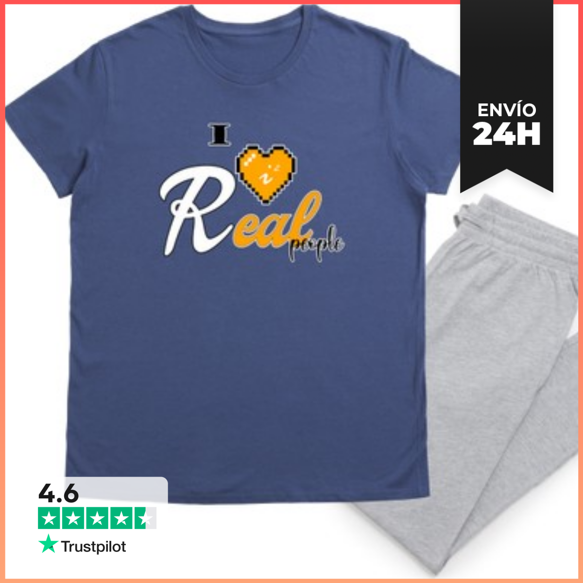 Pijama Hombre I Love Real People Chiste Matemático Con I Números