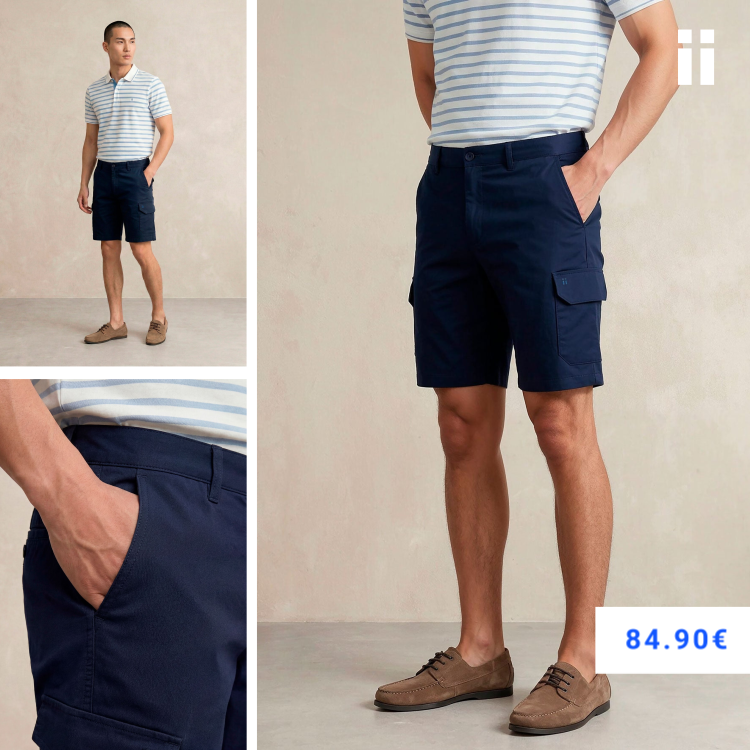 Bermuda cargo hombre azul marino
