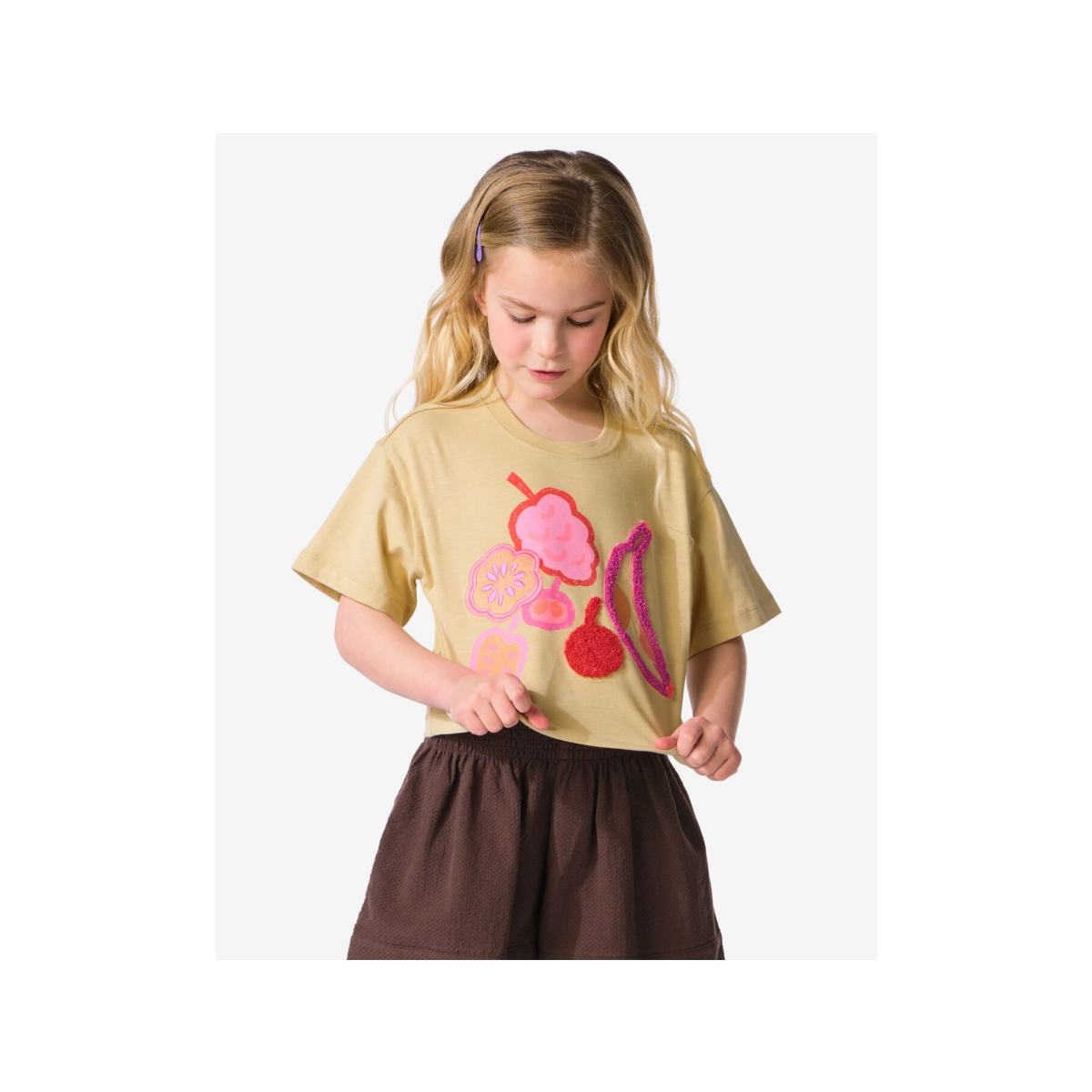 HEMA Kinder T-shirt jersey fruit zand (zand)