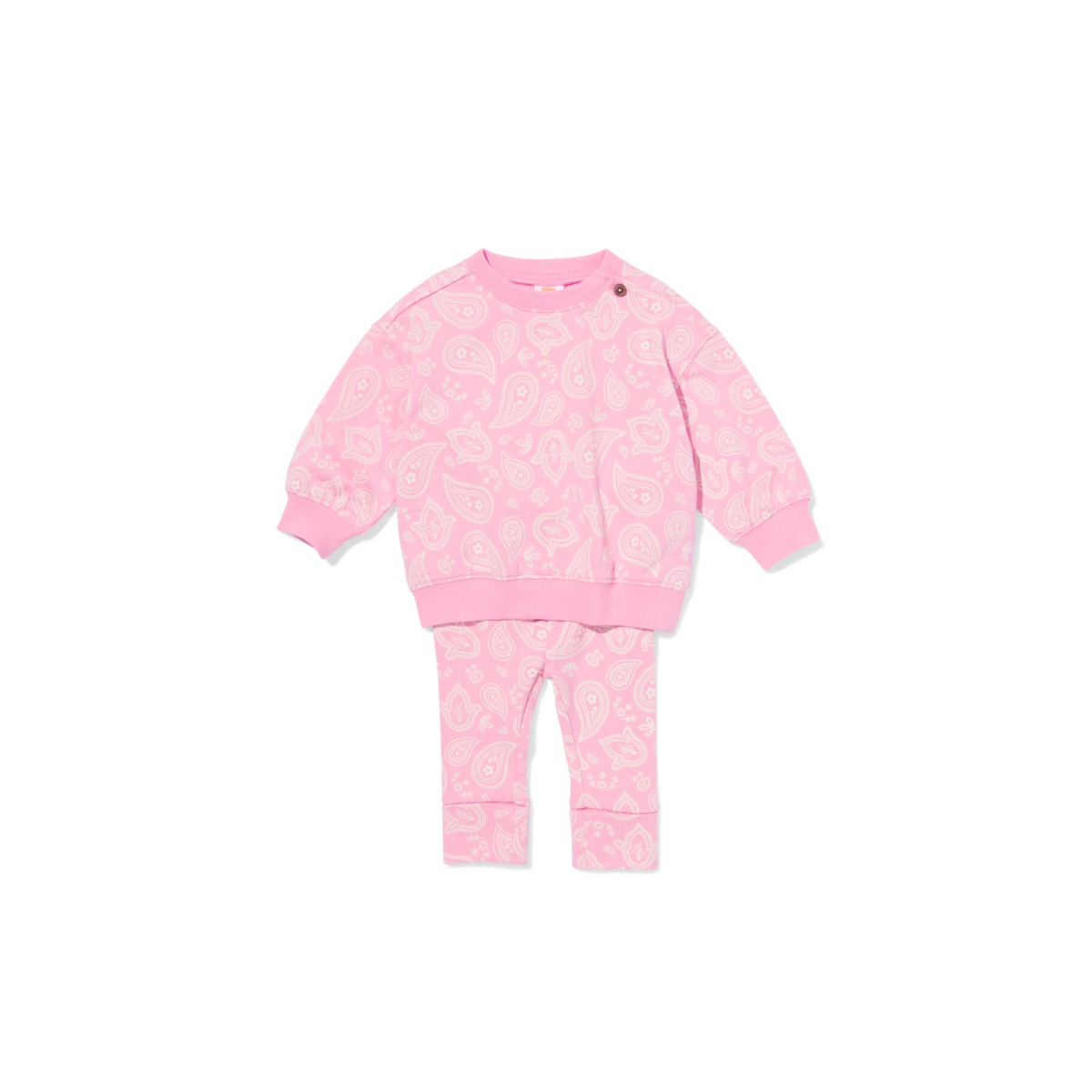 HEMA HEMA Babykledingset Comfy Fit Sweatstof Paisley Roze (roze)