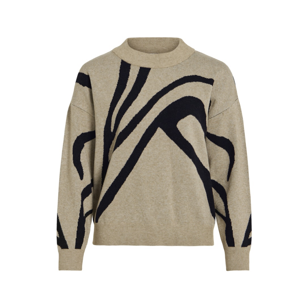 Vila Pullover VITIF Jacquard Natural Melange Viskose-Polyester-Nylon