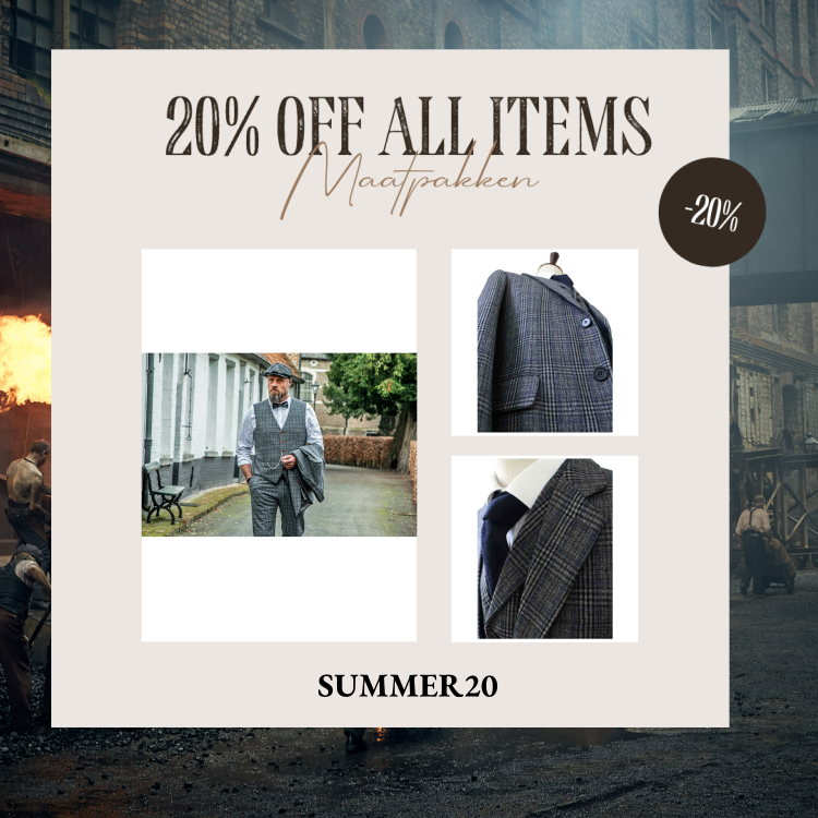 Maatpak Voor Heren | 3-delig Pak | Grijs/blauw Plaid | Charlie Strong | Peaky Blinders | Peaky Blinders
