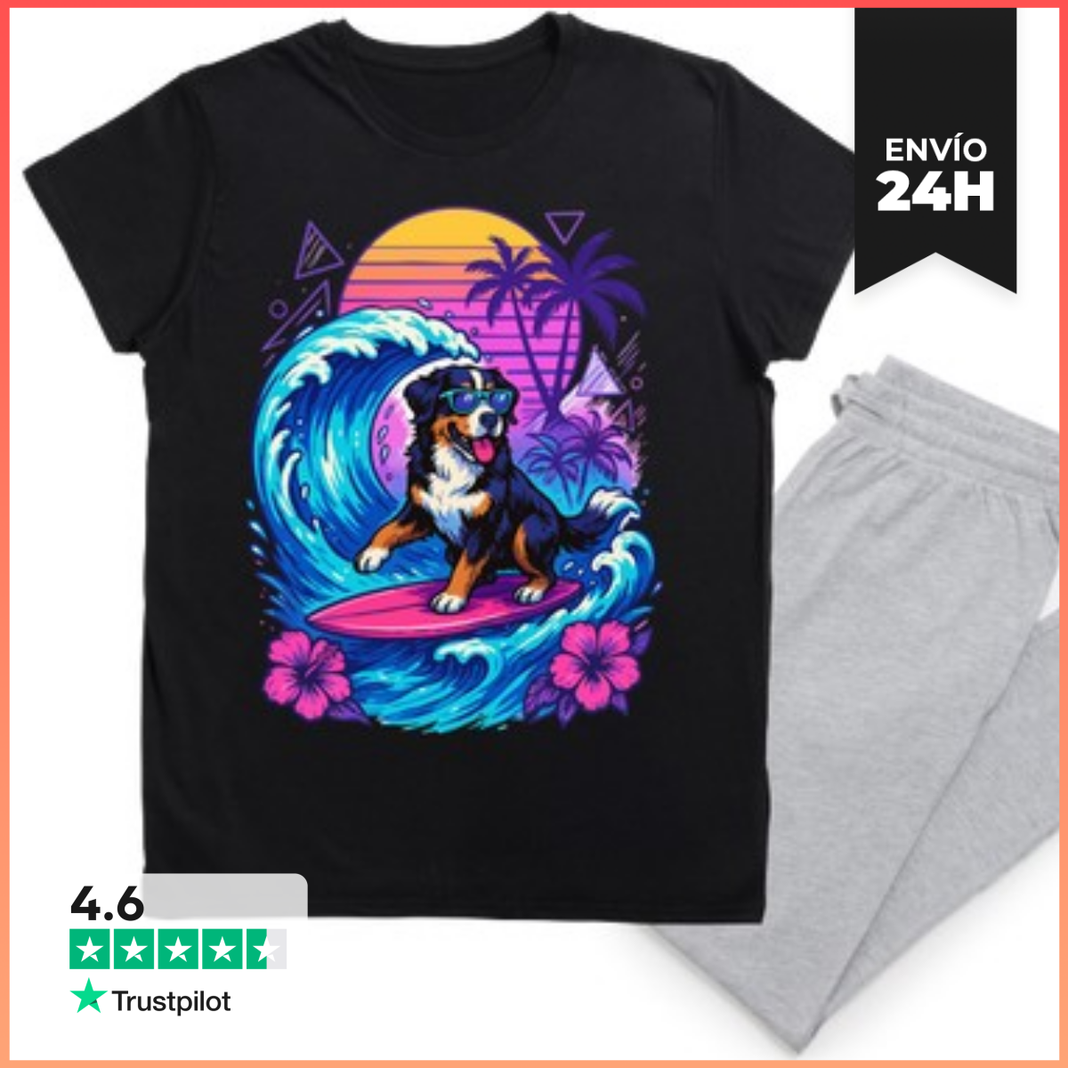 Pijama Perro de montaña bernés surfista retro laTostadora