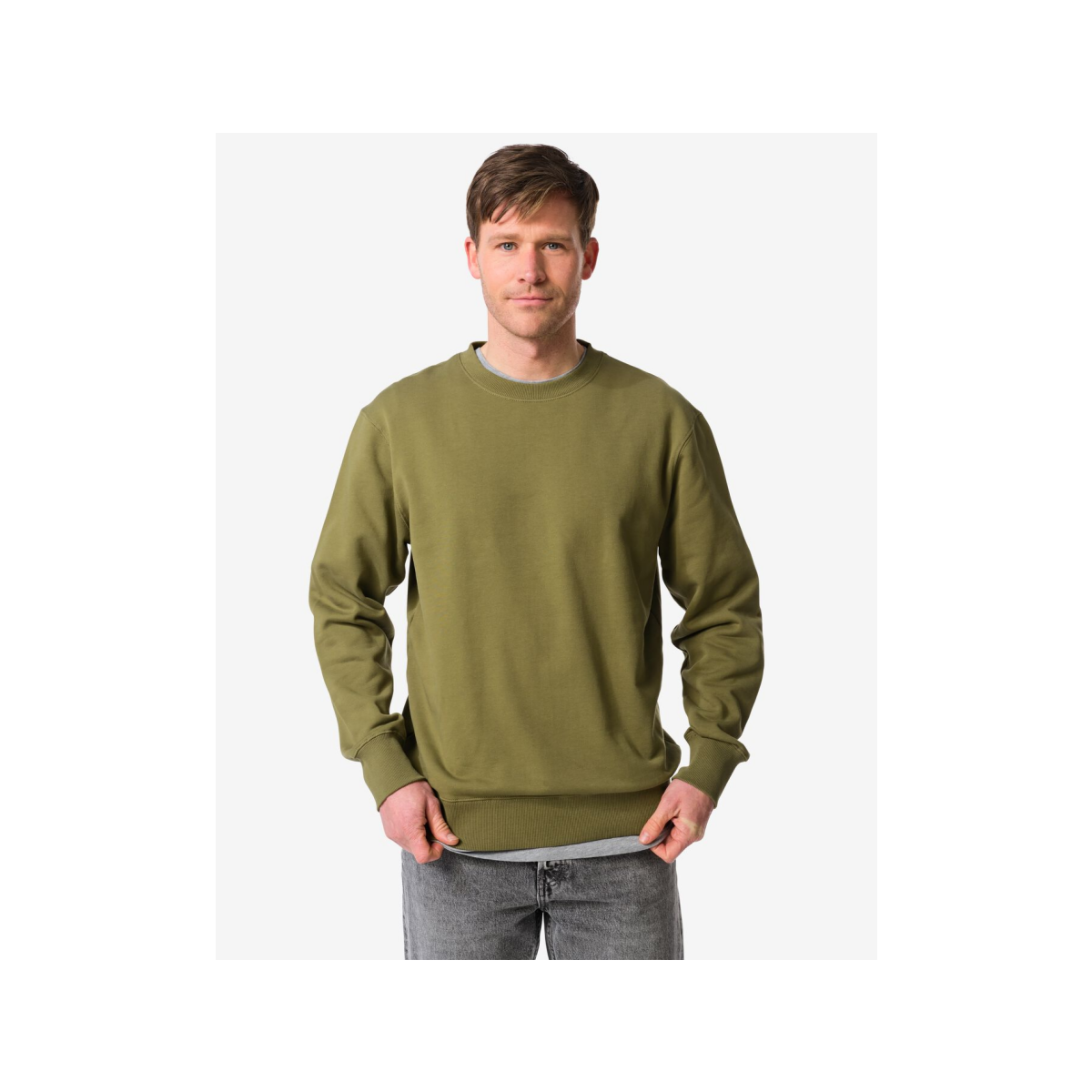 HEMA Herentrui Daryl sweatstof middengroen (middengroen)