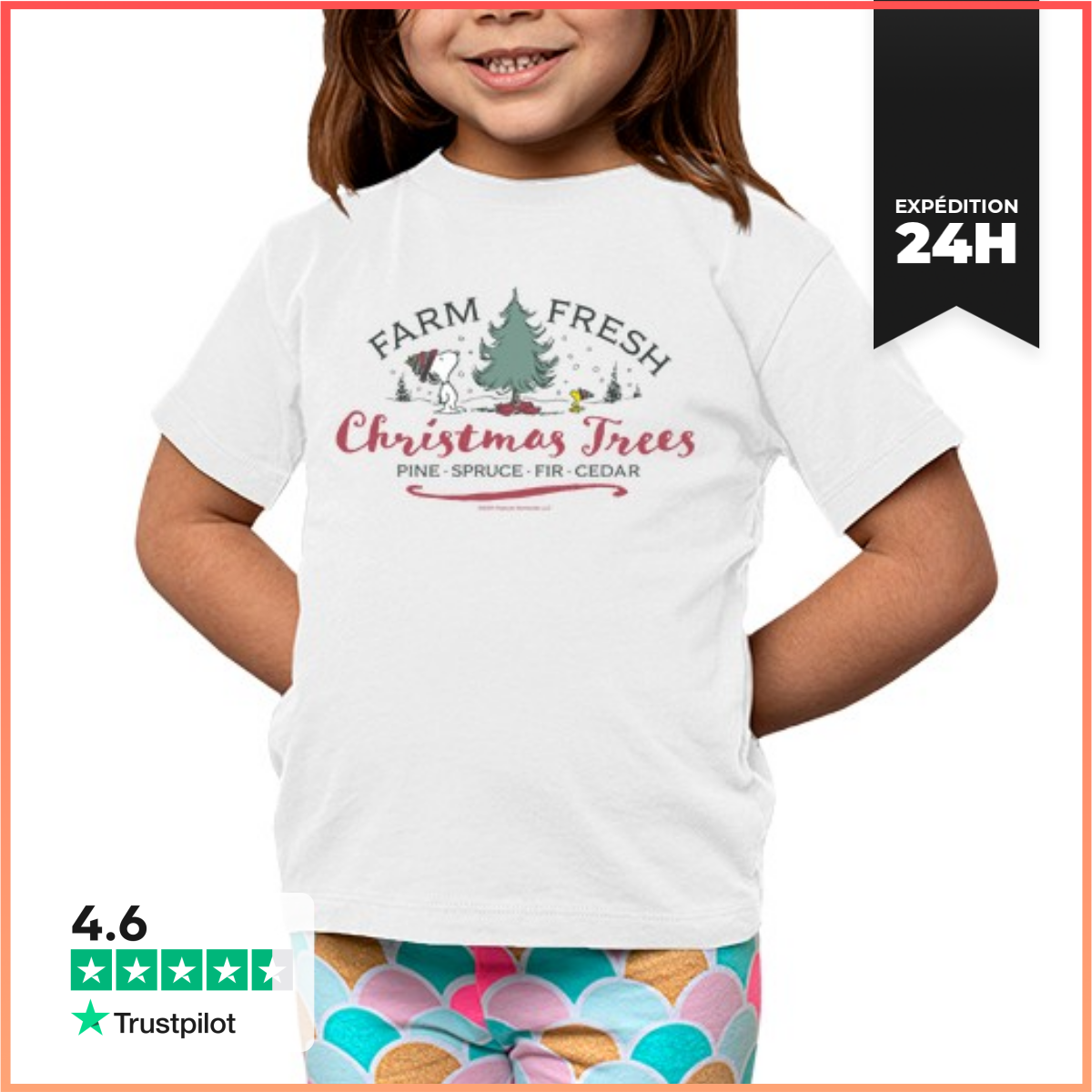 Tee Shirt Pour Enfant Manche Courte Arbres De NoëL-image
