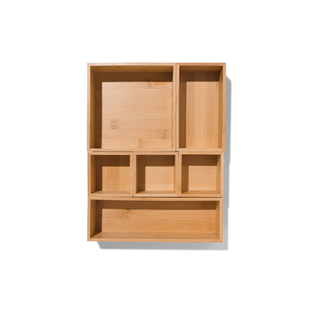 HEMA Lade organizer 32,5x25x5,5 6-delig bamboe (bruin)