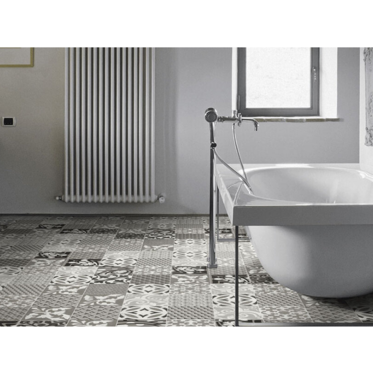 Rouleau 4m de sol PVC effet carreaux ciment pose libre provence black & white Gerflor - 2500 cm x 400 cm x 0.29 cm