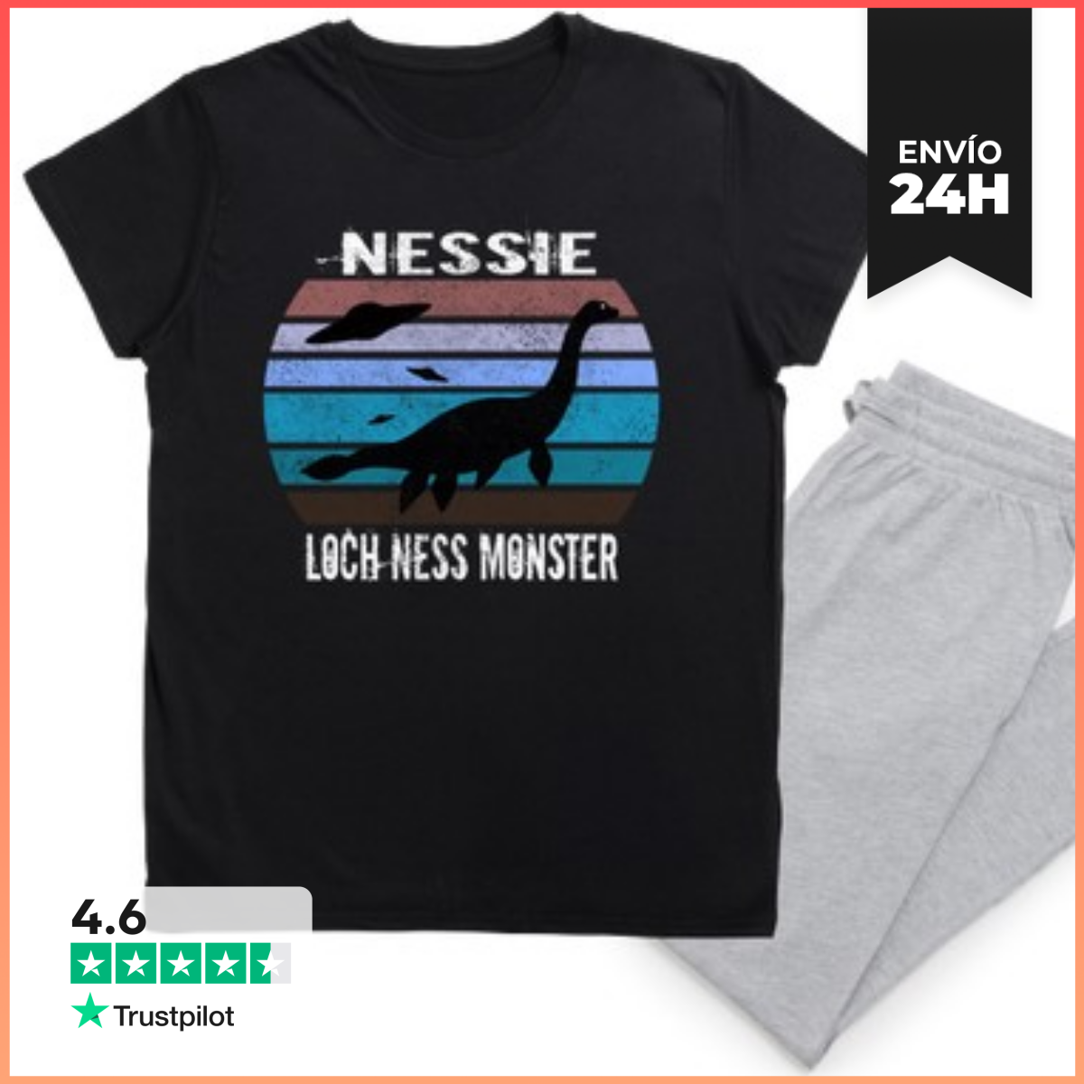 Pijama Nessie Monstruo Lago Ness OVNI Retro laTostadora