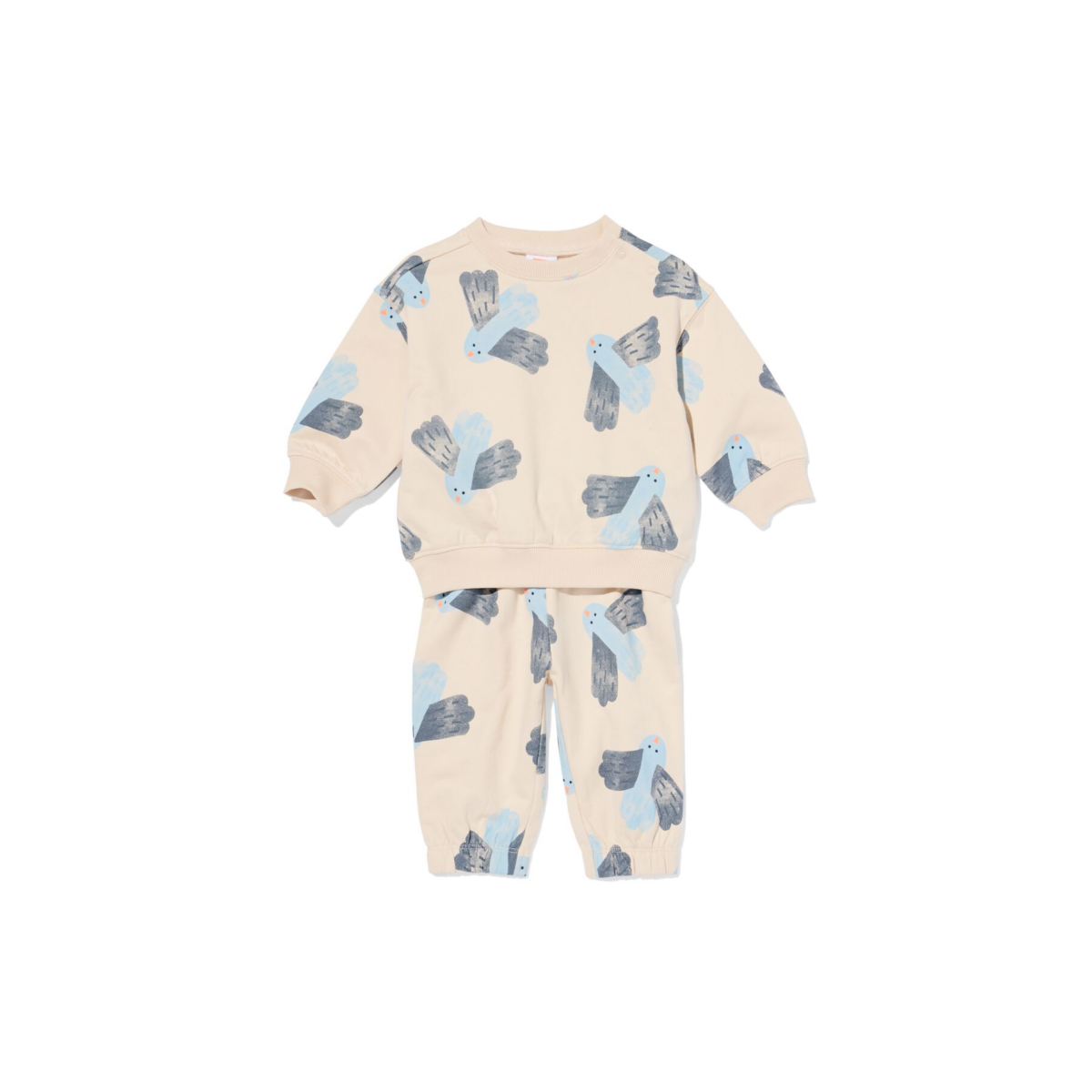 HEMA Babykleding sweatset comfy fit dieren ecru (ecru)