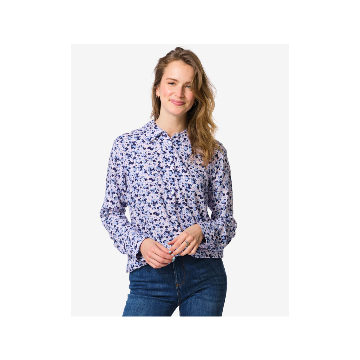 HEMA HEMA Damesblouse Bobbie Bloemen Wit (wit)