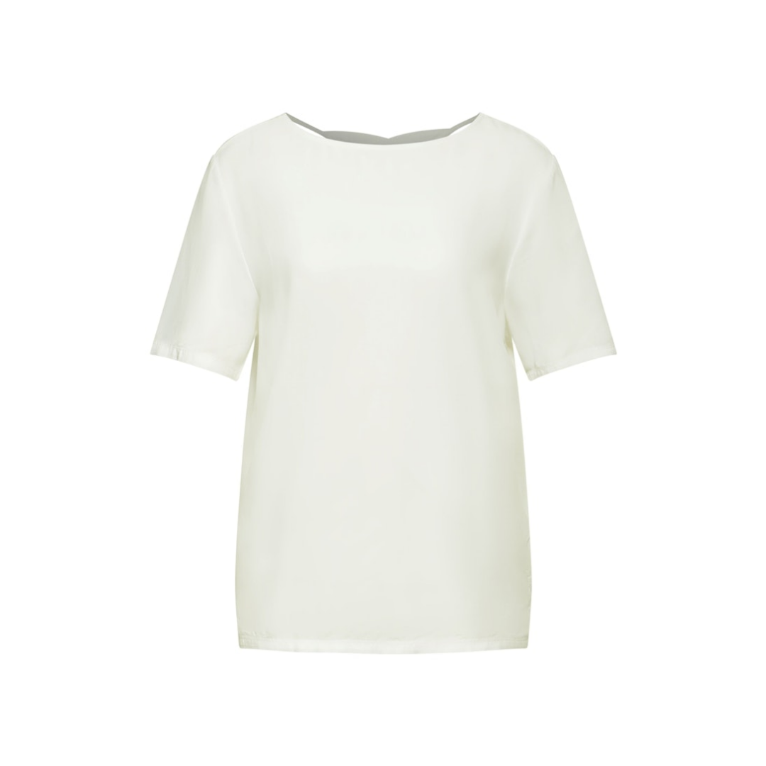 Street One T-Shirt Materialmix Viskose Off White