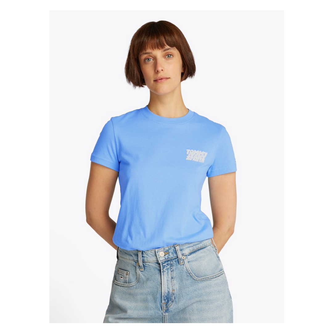 Tommy Jeans - Damen T-Shirt - Blau - Größe: S - bei Tara-M