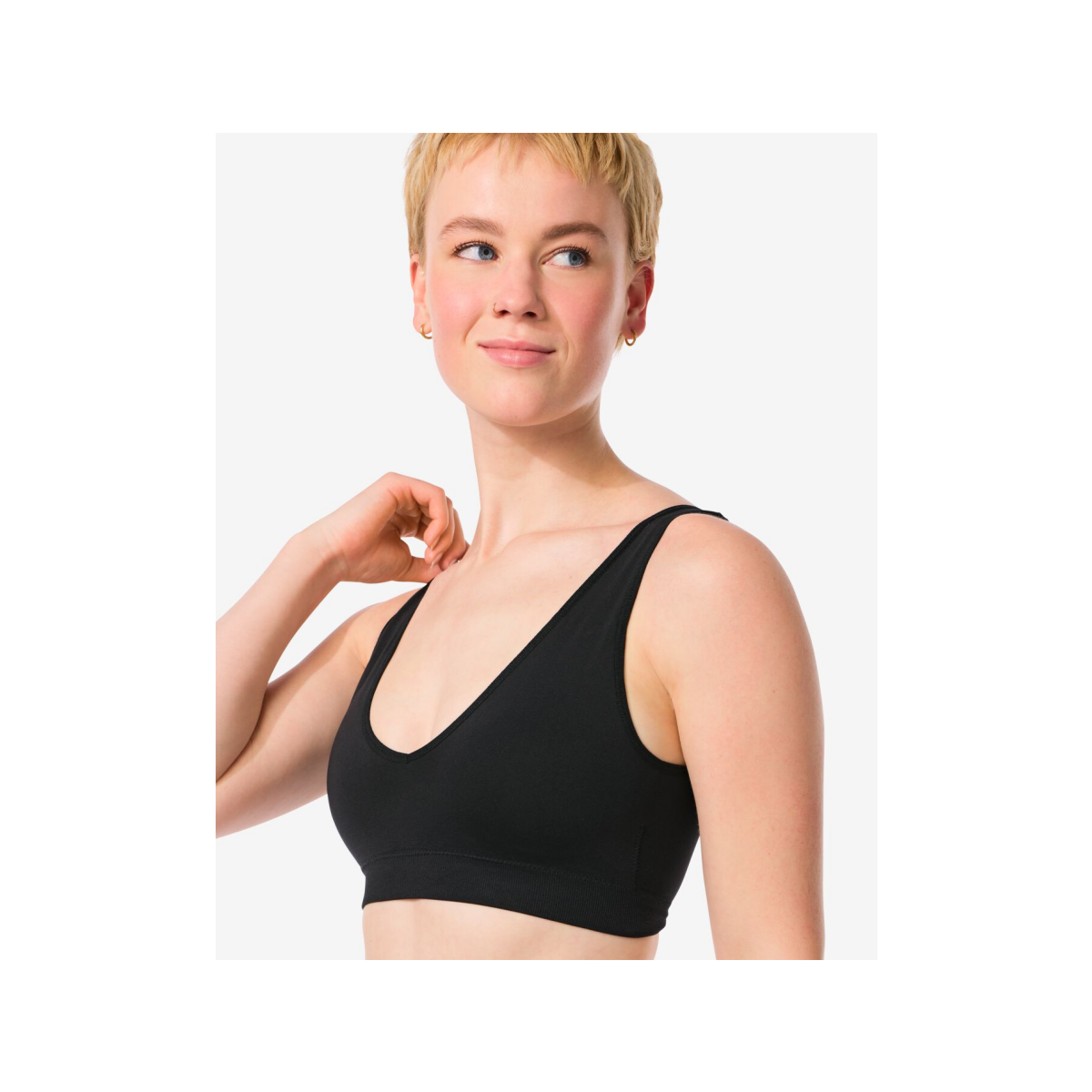 HEMA Top zonder beugel naadloos zwart (zwart)