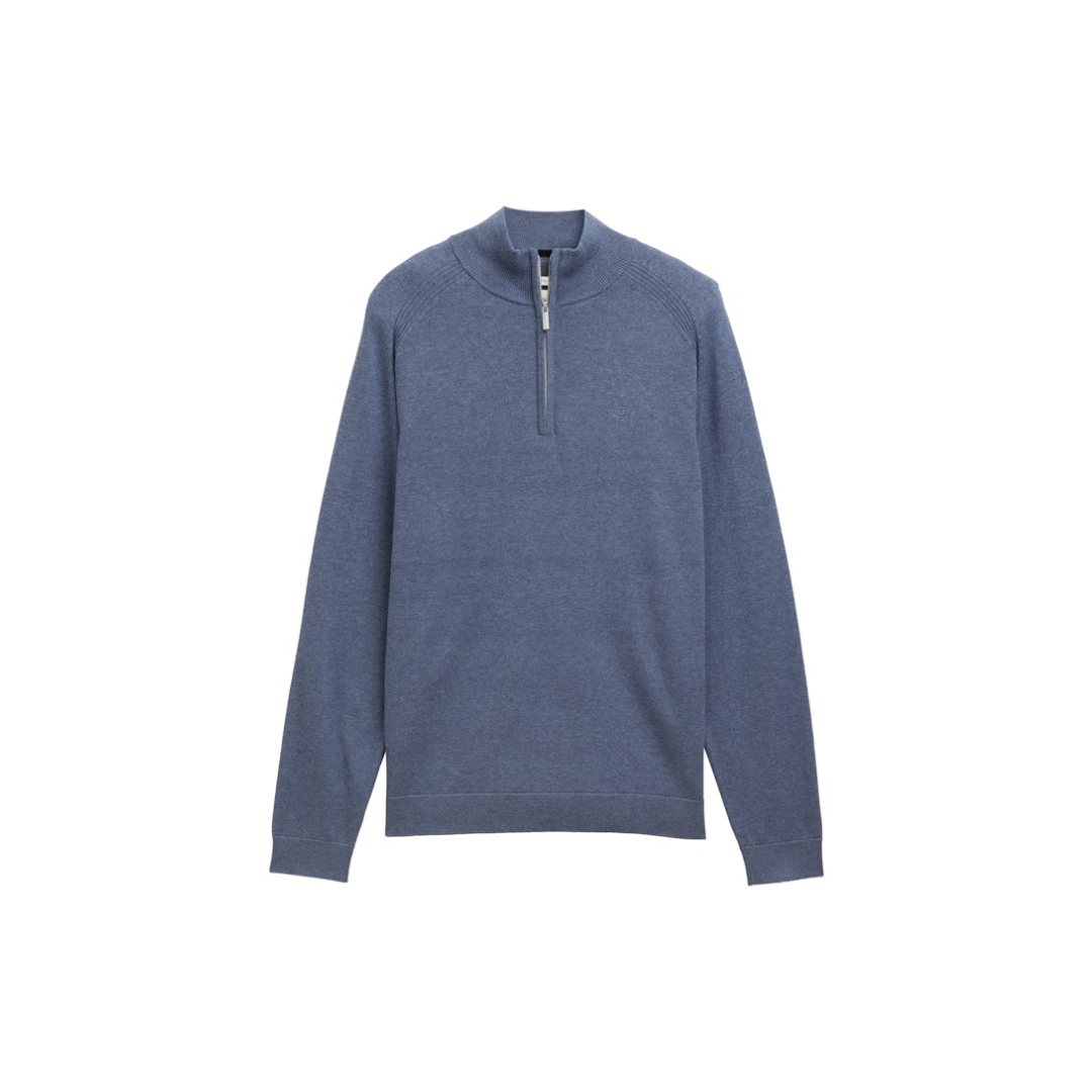 Tom Tailor Pullover Logo-Strick Baumwolle Indigo Blue