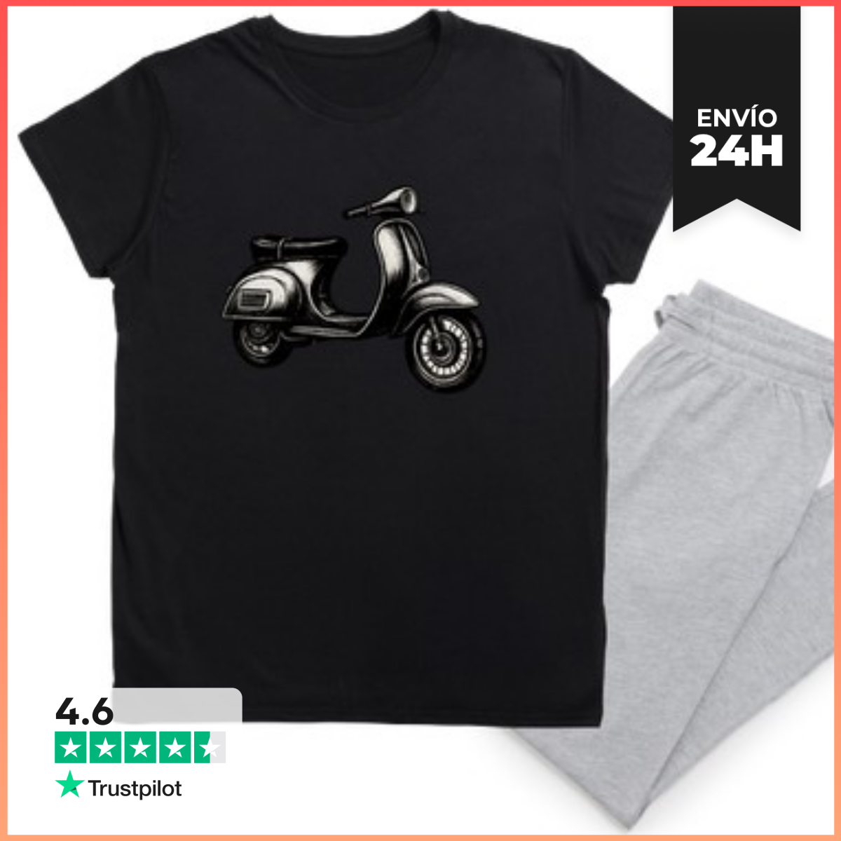Pijama Moto Clásica Vintage Estilo Grabado laTostadora