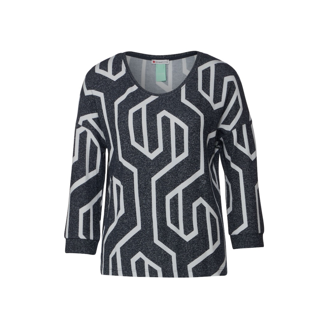 Street One - Damen Langarmshirt - Blau - Größe: 36 - bei Tara-M