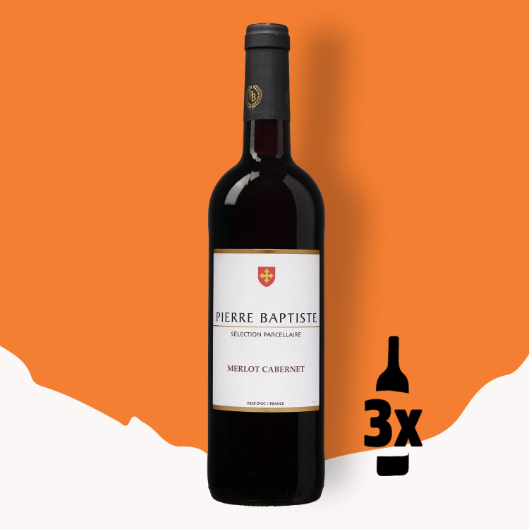 3 flessen Pierre Baptiste Merlot-Cabernet Sauvignon Probeerpakket 2022