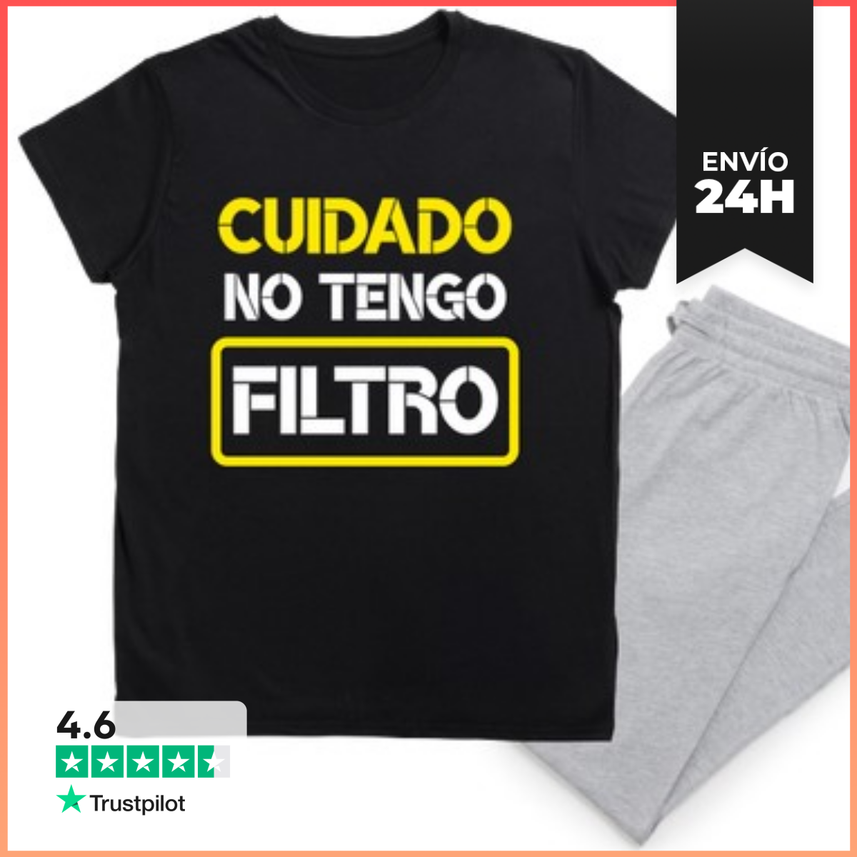 Pijama Cuidado No Tengo Filtro Frases Divertidas LaTostadora