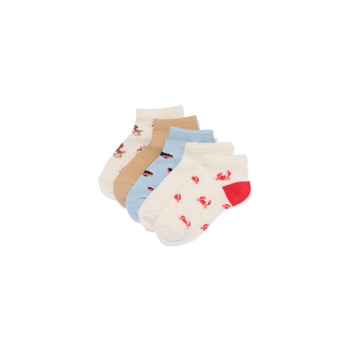 HEMA Kinder enkelsokken zeedieren - 5 paar beige (beige)