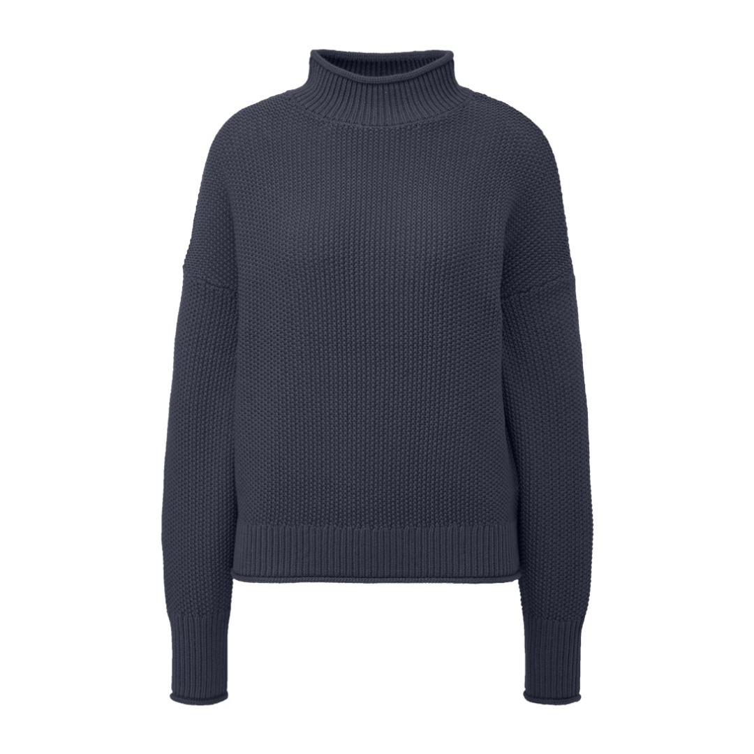 QS Strickpullover Loose Fit Stehkragen Baumwolle-Polyacryl Creme